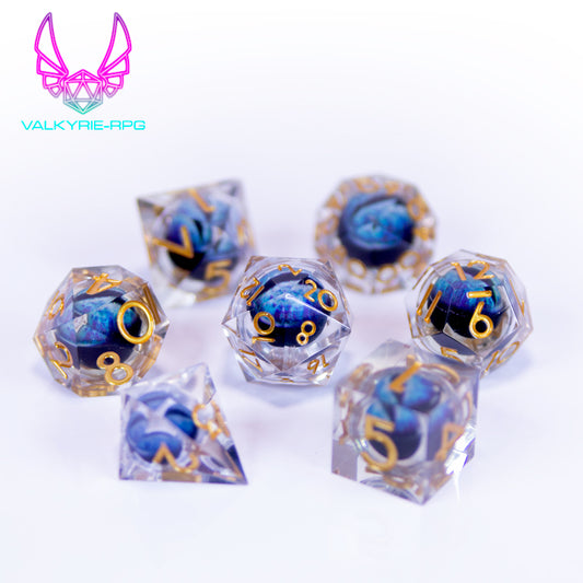 Ice Dragons eye  | Liquid Core Polyhedral Dice Set