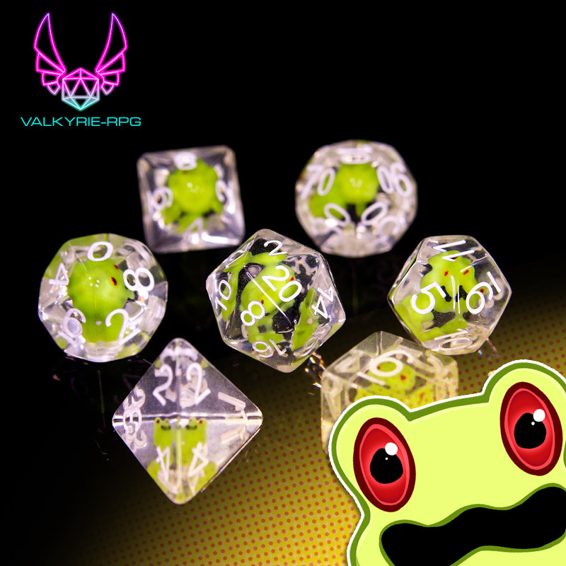 Subfari Archive - Ain't easy being green | Novelty Inclusion Polyhedral Dice Set