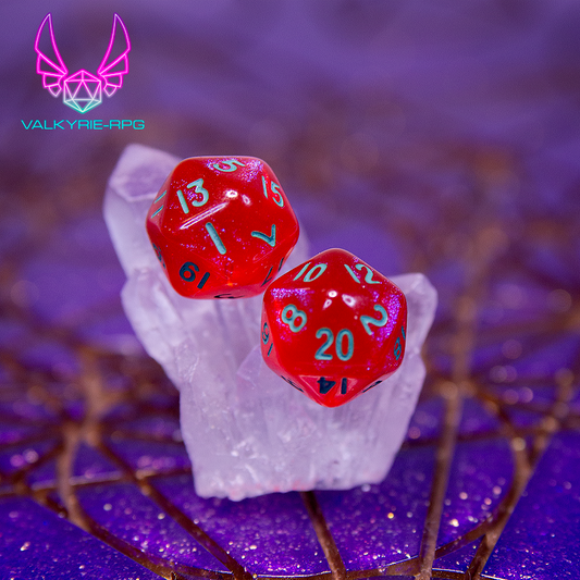 Earrings - Red Shimmer Mini Dice Studs