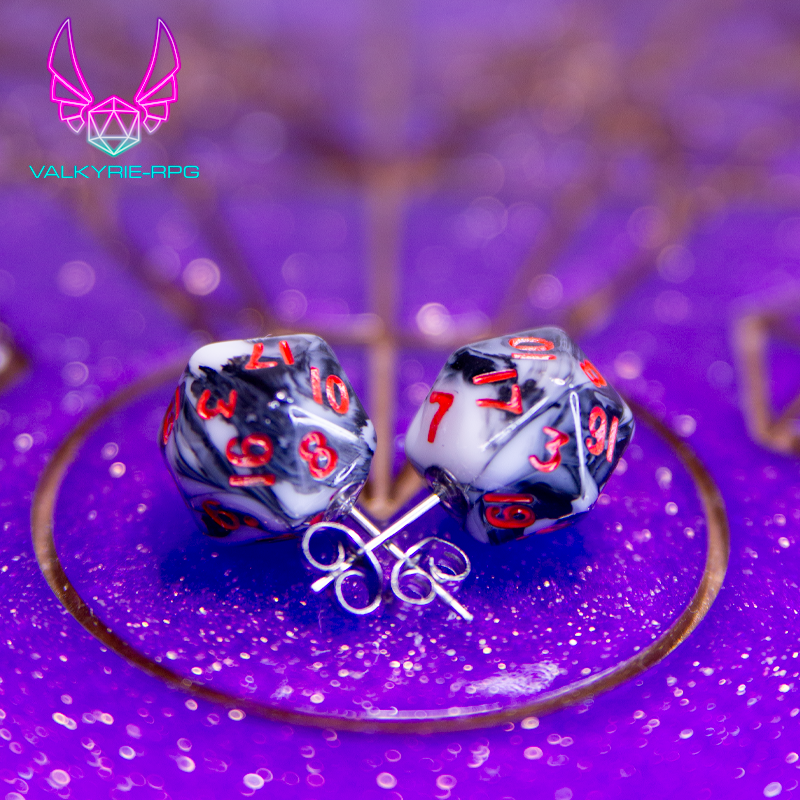 Earrings - Zebra Marble Mini Dice Studs